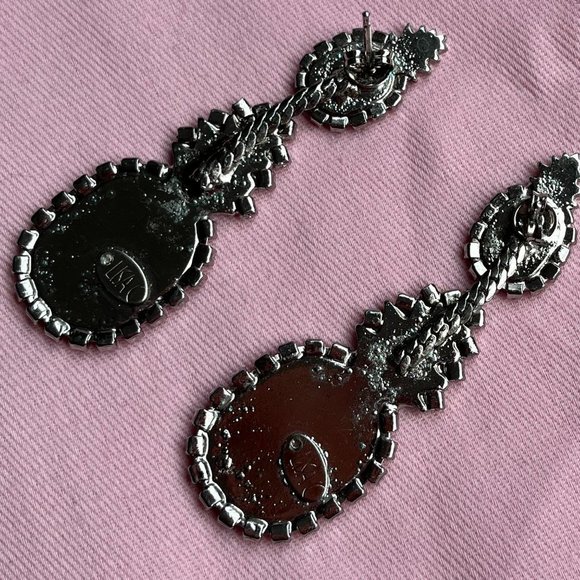 Pineapple Enamel Earrings with Pink and Coral Stones - Picture 2 of 2